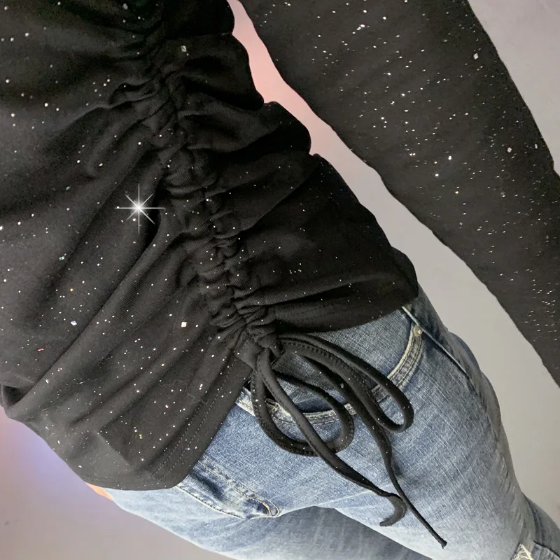 2021 Early Spring New Pure Cotton Slimming V-neck Drawstring Shiny Top Flash Silk plus Size Women's Base Shirt T-shirt
2021 Early Spring New Pure Cotton Slimming V-neck Drawstring Shiny Top Flash Silk plus Size Women's Base Shirt T-shirt