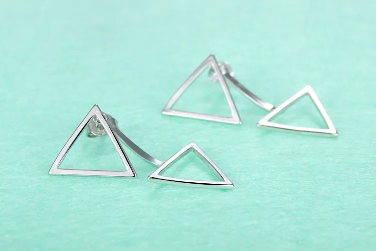 Prevent allergy 925 Sterling Silver Double Triangle Stud Earrings For Women Party Wedding Jewelry Accessories Pendientes eh779 
Prevent allergy 925 Sterling Silver Double Triangle Stud Earrings For Women Party Wedding Jewelry Accessories Pendientes eh779