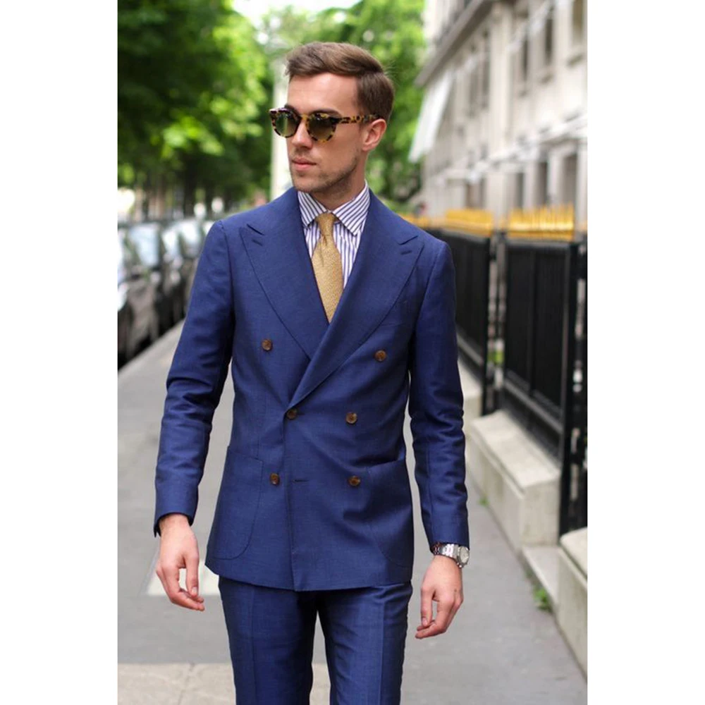 2 Pieces Peak Lapel Double Breast Navy Blue Mens Business Suit Slim Fit Tailor Made Groom Tuxedos Man Formal Suit Blazer Pants
2 Pieces Peak Lapel Double Breast Navy Blue Mens Business Suit Slim Fit Tailor Made Groom Tuxedos Man Formal Suit Blazer Pants