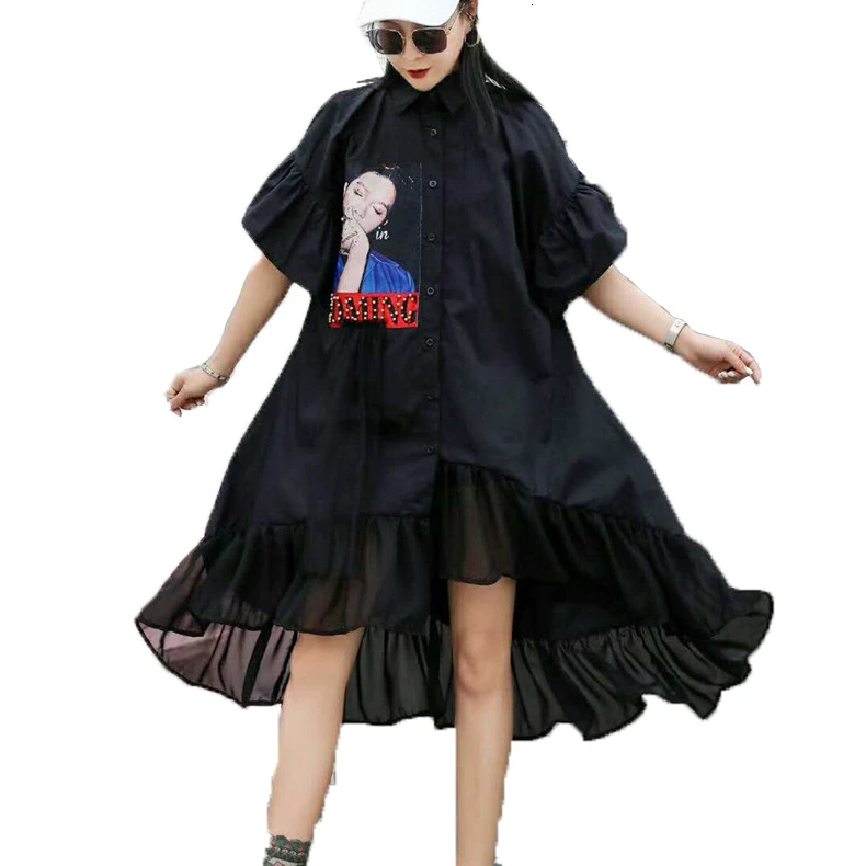 Женское Сетчатое платье в стиле пэчворк QING MO черное с асимметричным
