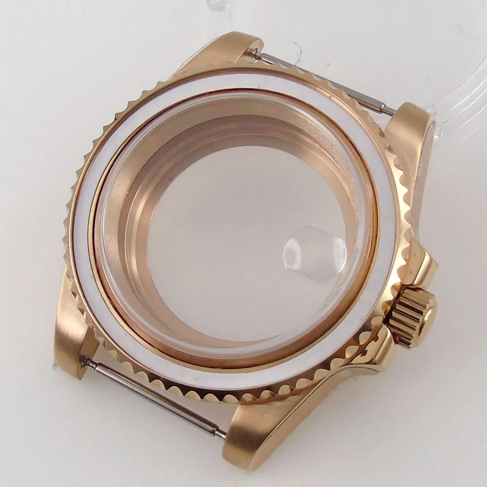 

40mm Sapphire Crystal Rose Golden Plated Watch Case Fit For NH35 NH36 Miyota 8215 ETA 2836 DG 2813 Movement