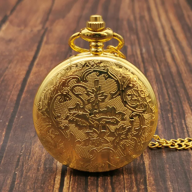 Роскошные кварцевые карманные часы с золотыми римскими цифрами цепочка для