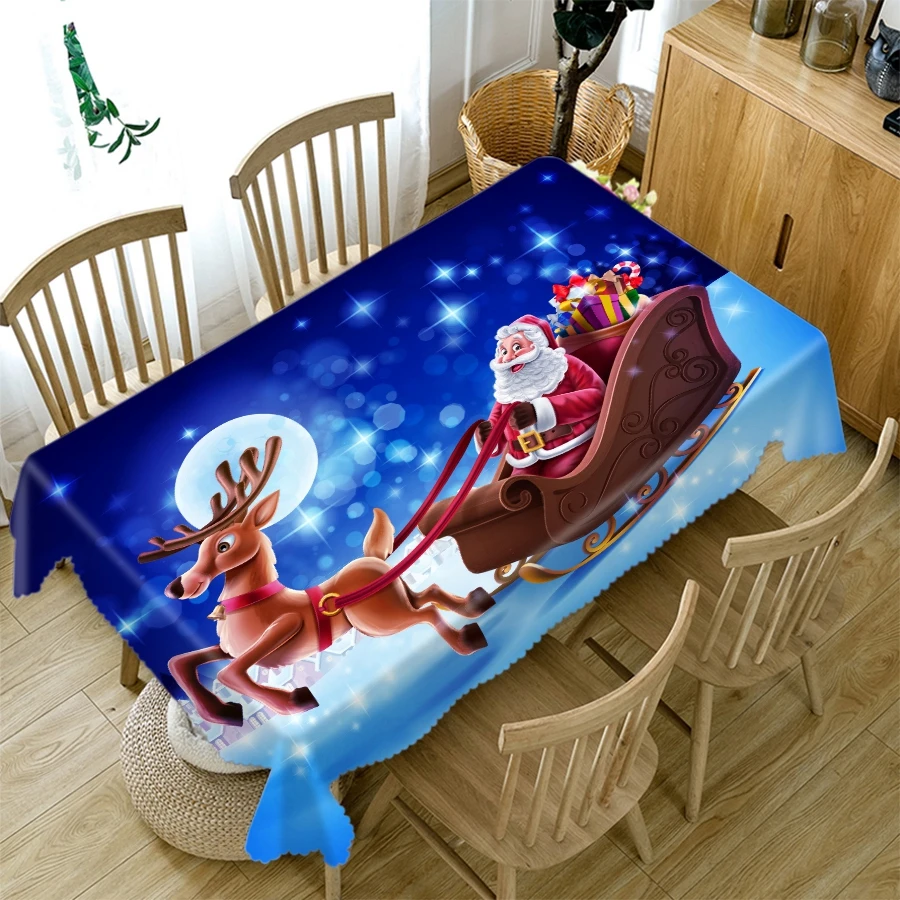 Фото Плотная хлопковая Рождественская скатерть с 3D рисунком Санта - купить