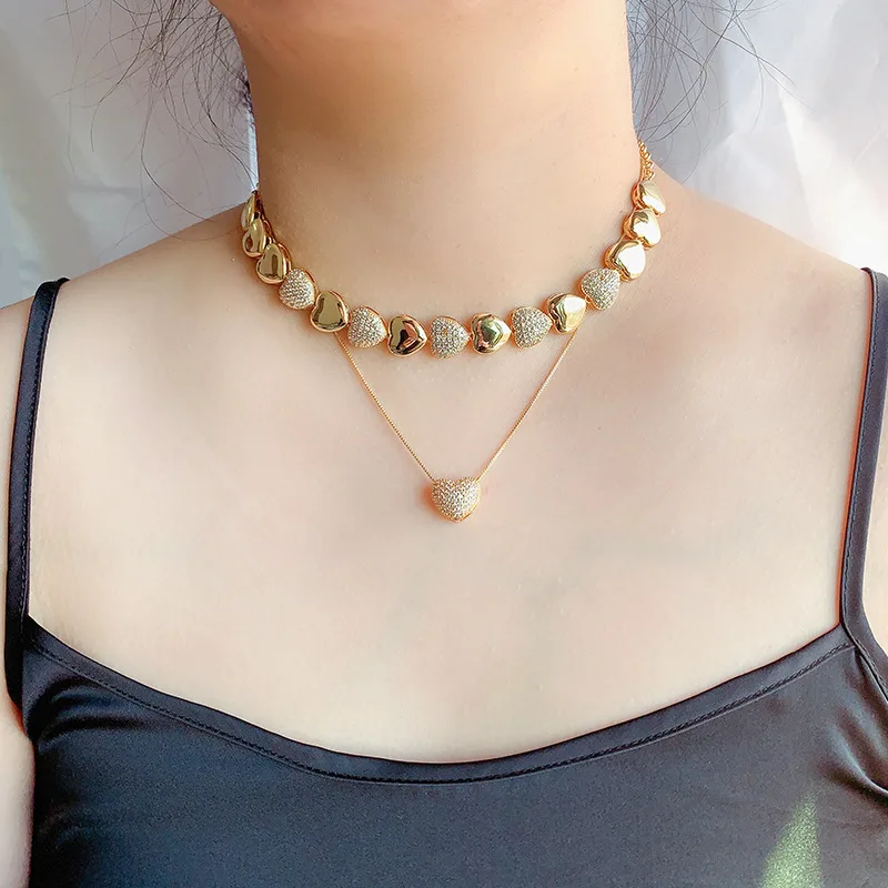 Luxury Fashion Heart Pendent Necklaces For Women Charm Chain Necklaces Set Can Be Stacked Lovers Copper Plated Zircon Jewelry
Luxury Fashion Heart Pendent Necklaces For Women Charm Chain Necklaces Set Can Be Stacked Lovers Copper Plated Zircon Jewelry
