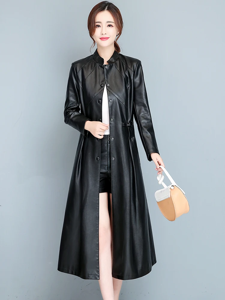 Women's middle long knee length leather windbreaker of new Korean version in autumn and winter of 2021
Women's middle long knee length leather windbreaker of new Korean version in autumn and winter of 2021