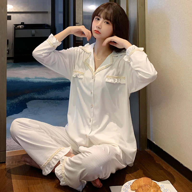 100% Cotton Home Clothes Women Long Sleeve Pajamas Set Loose Pants 2 Piece Set Princess Style Sleepwear Female Mujer Homewear
100% Cotton Home Clothes Women Long Sleeve Pajamas Set Loose Pants 2 Piece Set Princess Style Sleepwear Female Mujer Homewear