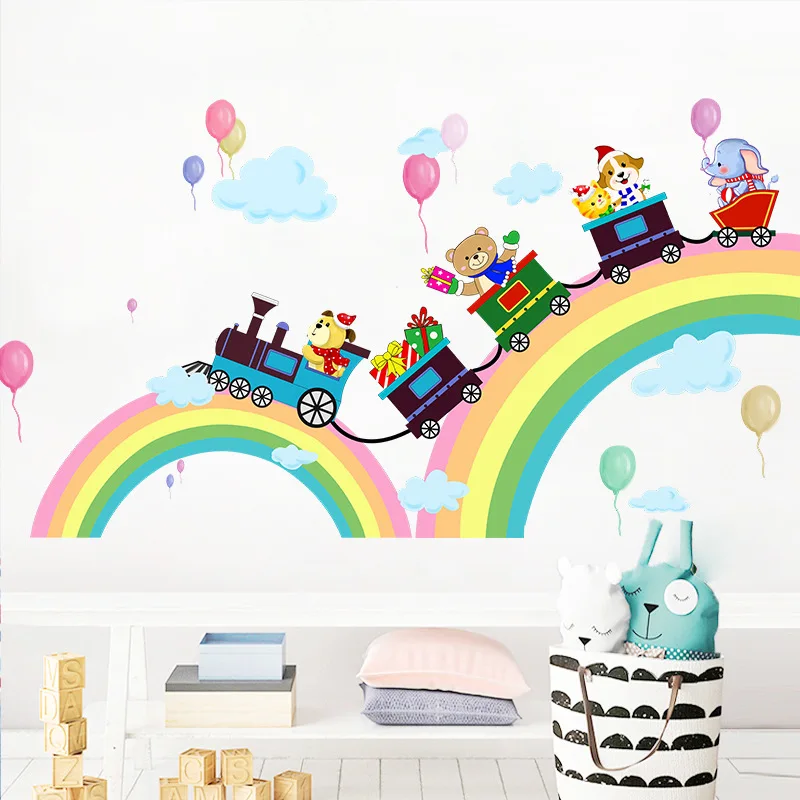 Cartoon Rainbow Bridge Animal Train Wall Stickers Kids Bedroom Living Room Wall Decoration Decals for Furniture Mural
Cartoon Rainbow Bridge Animal Train Wall Stickers Kids Bedroom Living Room Wall Decoration Decals for Furniture Mural