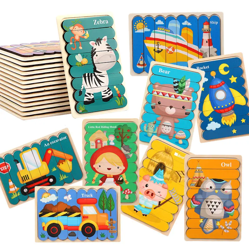 Kids Animal Montessori Puzzle 3D Double-sided Stripe Child Puzzle Wooden Toys Tell Story Educational Wooden Puzzles For Kids
Kids Animal Montessori Puzzle 3D Double-sided Stripe Child Puzzle Wooden Toys Tell Story Educational Wooden Puzzles For Kids
