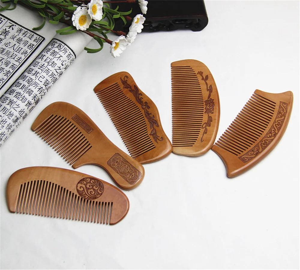 Natural Peach Wood Hair Comb Thickened Carved Wooden Comb Household Anti-static Head Massage Hair Comb
Natural Peach Wood Hair Comb Thickened Carved Wooden Comb Household Anti-static Head Massage Hair Comb