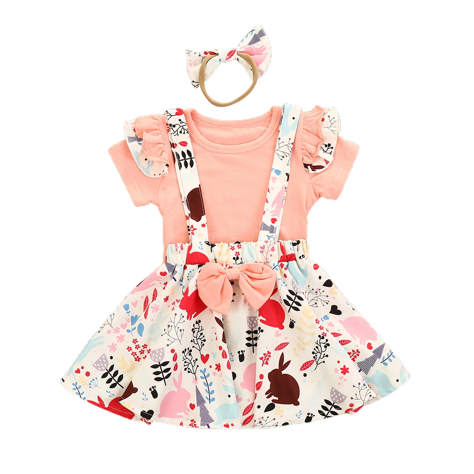 Girl’s Skirt Three Piece Suit Fresh Solid Color Short Sleeve T-shirt Easter Rabbit Suspender Skirt and Headband 2021
Girl’s Skirt Three Piece Suit Fresh Solid Color Short Sleeve T-shirt Easter Rabbit Suspender Skirt and Headband 2021