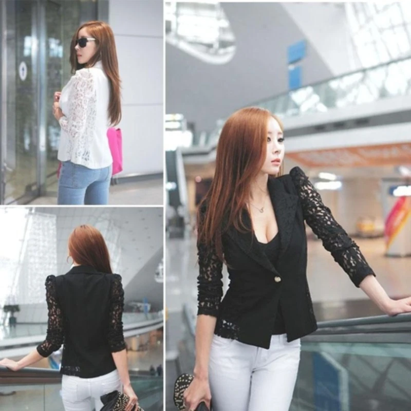 Elegant Women Blazer Long Sleeve Hollow Out Female Jacket Lace Patchwork Office Ladies Suits OL Outwear Spring Fall Coats 
Elegant Women Blazer Long Sleeve Hollow Out Female Jacket Lace Patchwork Office Ladies Suits OL Outwear Spring Fall Coats