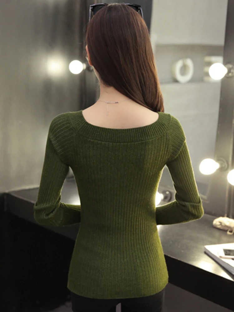 WITHZZ Autumn Slash Neck Knitted Top Women's Bottoming Shirt Long Sleeve Tight Solid Color Pullover Sweater
WITHZZ Autumn Slash Neck Knitted Top Women's Bottoming Shirt Long Sleeve Tight Solid Color Pullover Sweater