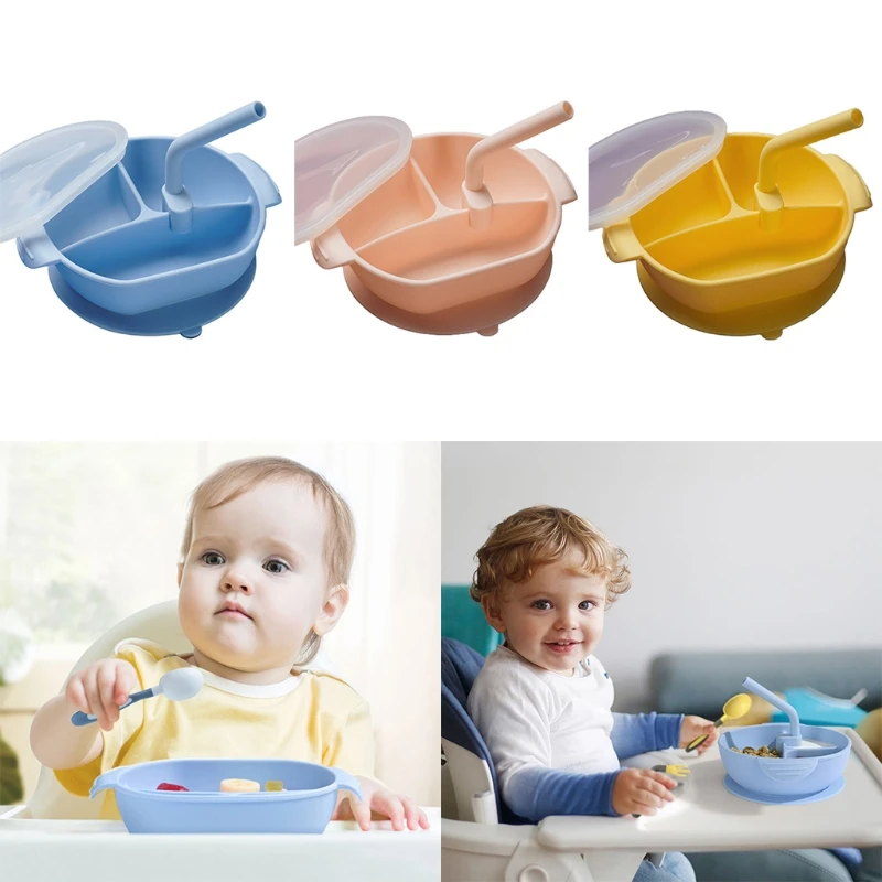 500ml Baby Divided Suction Bowl with Straw Lid Non-Slip Silicone Plate Portable 3 Grid Infant Feeding Food Dishes Tableware
500ml Baby Divided Suction Bowl with Straw Lid Non-Slip Silicone Plate Portable 3 Grid Infant Feeding Food Dishes Tableware