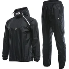 Men Sauna Suit Set Sport Jackets and Pants Suit Quick Dry Hooded Gym Clothing Running Training Boxing Accessories