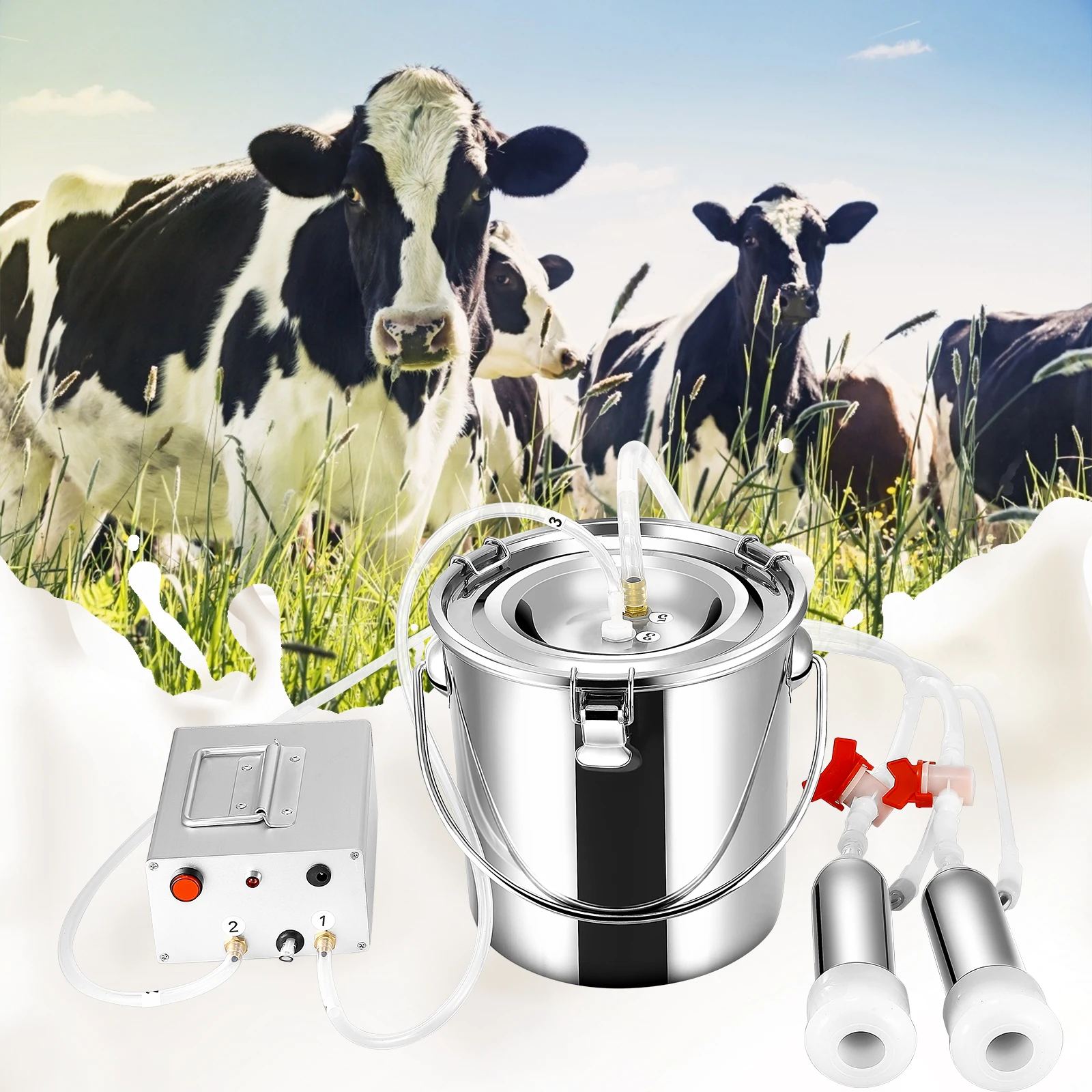 7L Milking Machine Suitable For Farms Electric Vacuum Pulsation Suction Pump Milker Machine for Cow Electric Cow Milking Machine
7L Milking Machine Suitable For Farms Electric Vacuum Pulsation Suction Pump Milker Machine for Cow Electric Cow Milking Machine