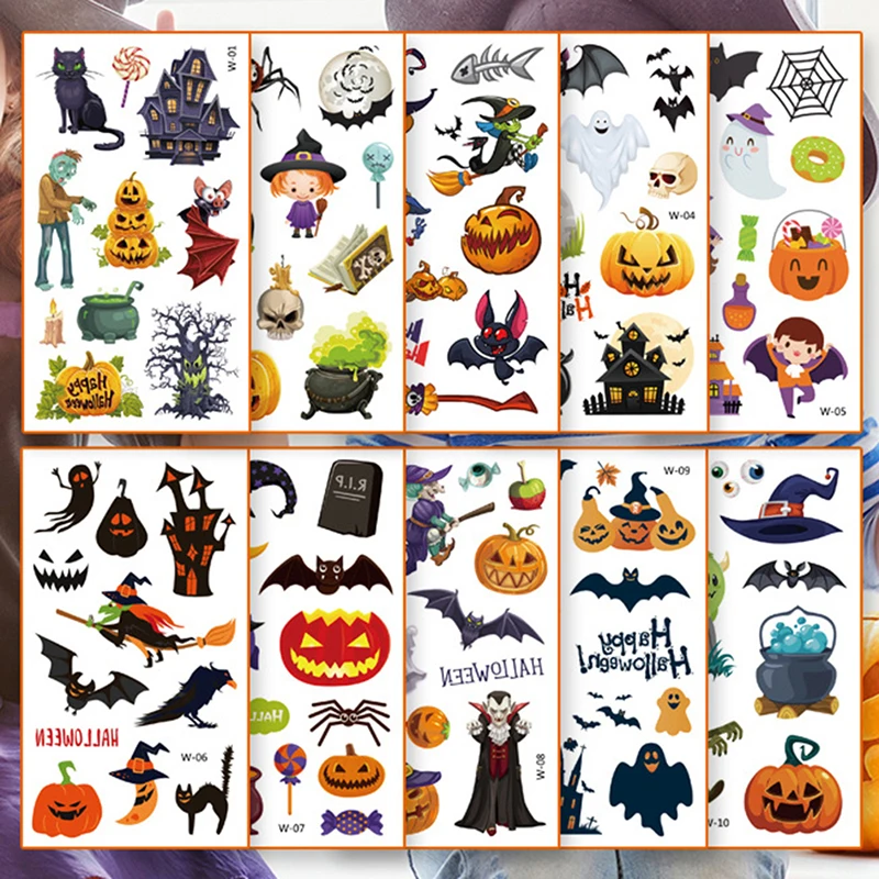 10pcs Halloween Temporary Tatoo Sticker Waterproof Fake Tattoo Kids Toys Cute Holiday Decoration Stickers
10pcs Halloween Temporary Tatoo Sticker Waterproof Fake Tattoo Kids Toys Cute Holiday Decoration Stickers