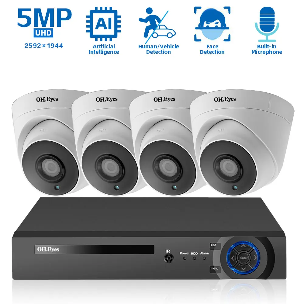 Face Detection 5MP Home Video Security Camera NVR System 4ch POE NVR Kit Indoor Audio POE IP Dome CCTV Surveillance Camera Kit
Face Detection 5MP Home Video Security Camera NVR System 4ch POE NVR Kit Indoor Audio POE IP Dome CCTV Surveillance Camera Kit