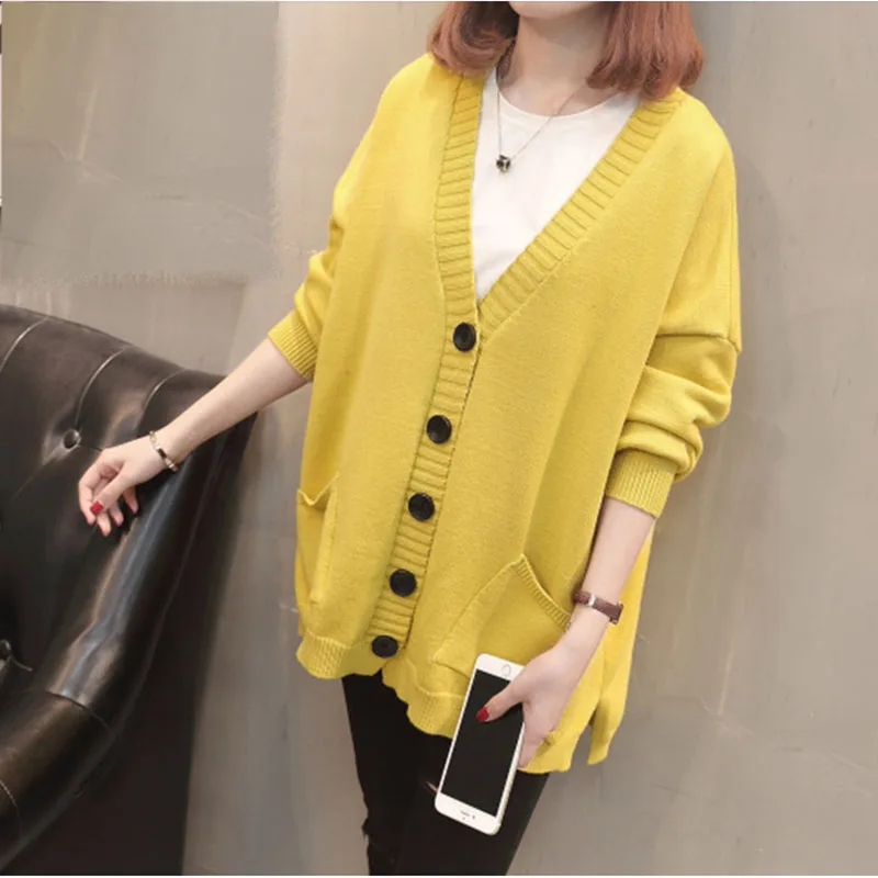 2020 Long spring and fall Cardigan With Pockets Female Long Sleeve Knitted Cardigan Feminino Tops Plus Size black Cardigan Mujer
2020 Long spring and fall Cardigan With Pockets Female Long Sleeve Knitted Cardigan Feminino Tops Plus Size black Cardigan Mujer