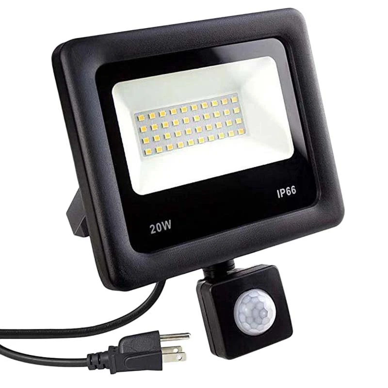 

20W Motion Sensor LED Flood Lights PIR Induction Spotlights IP66 Waterproof 3000K Warm White For Garden Park(US Plug)