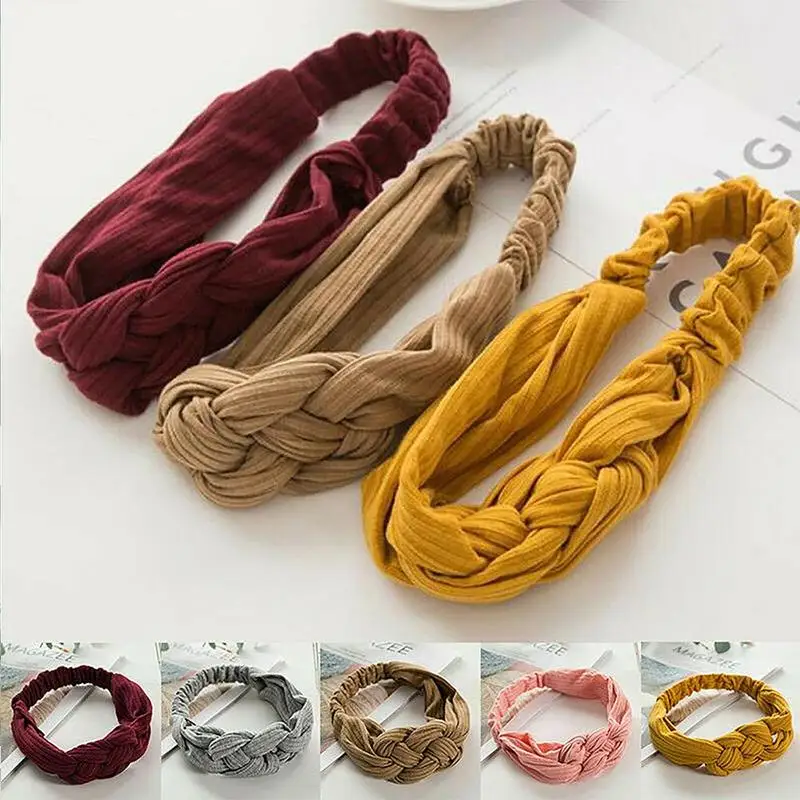 Женский широкий тюрбан из хлопка Twist Knot Head wrap оголовье скрученная завязанная