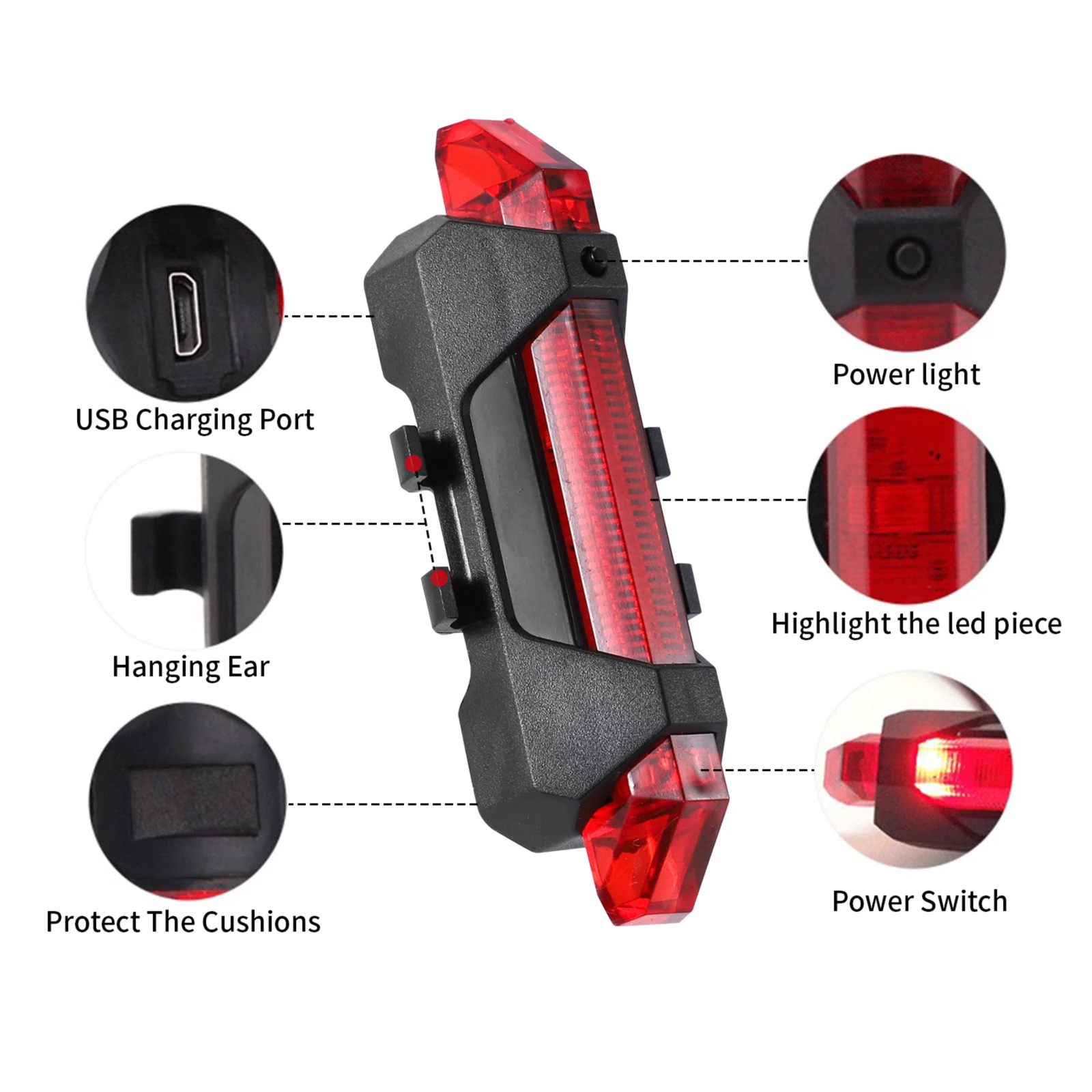 4 Modes Brightness LED USB Bicycle Taillight Waterproof Adjustable Cycling Safety Warning Lights Rear Rechargeable Taillight
4 Modes Brightness LED USB Bicycle Taillight Waterproof Adjustable Cycling Safety Warning Lights Rear Rechargeable Taillight