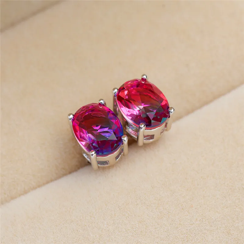 Cute Female Blue Red Rainbow Crystal Earrings Elegant Rose Gold Wedding Earrings For Women Cute Bride Small Oval Stud Earrings
Cute Female Blue Red Rainbow Crystal Earrings Elegant Rose Gold Wedding Earrings For Women Cute Bride Small Oval Stud Earrings