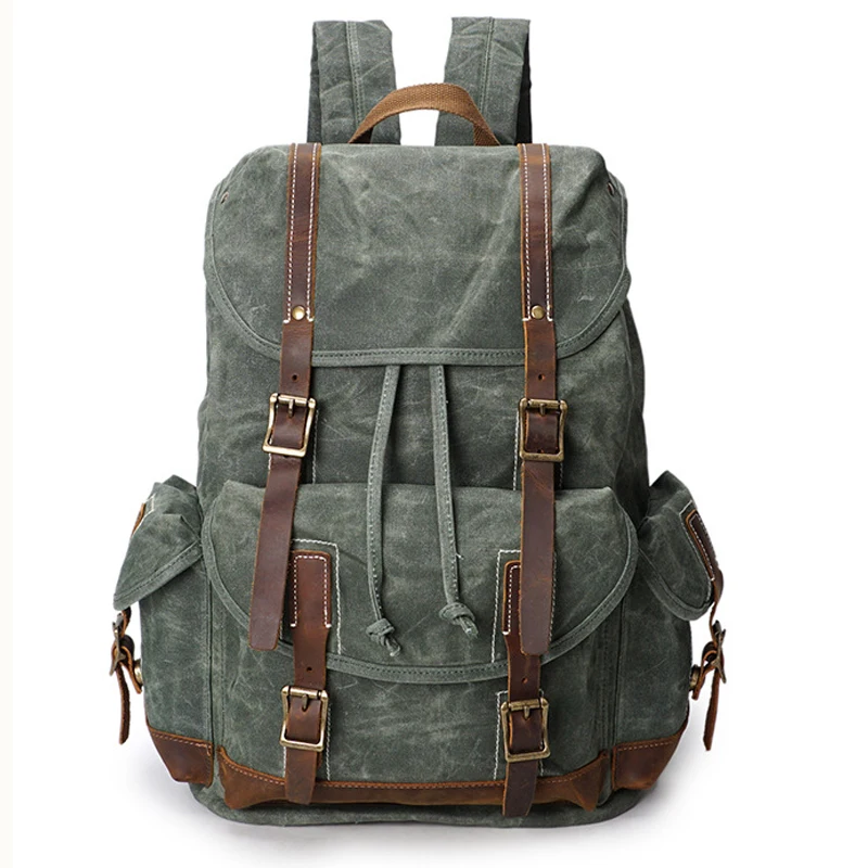 Multifunction Vintage Leather Waxed Waterproof Canvas Men's Backpack Women Rucksack Travel Backpack teenager school Bag Bagpack
Multifunction Vintage Leather Waxed Waterproof Canvas Men's Backpack Women Rucksack Travel Backpack teenager school Bag Bagpack
