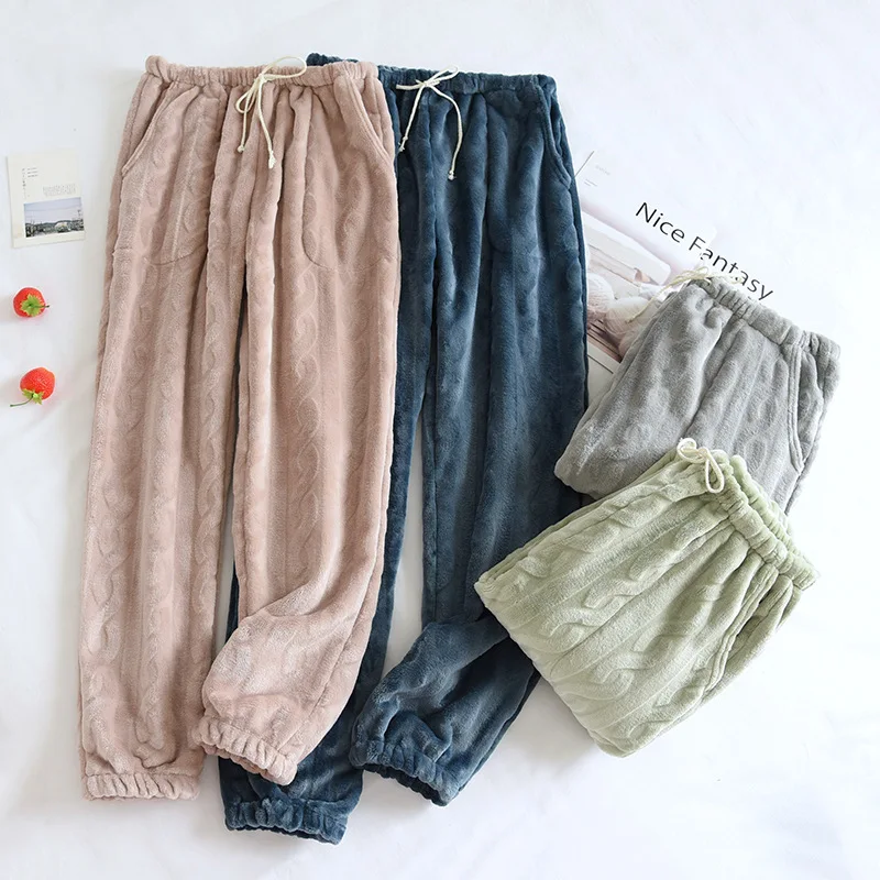 Autumn/winter Couple Trousers Thick Flannel Women Bottoms Pants Warm Plus Size Pants Coral Velvet Simple Comfy Men Home Trousers
Autumn/winter Couple Trousers Thick Flannel Women Bottoms Pants Warm Plus Size Pants Coral Velvet Simple Comfy Men Home Trousers