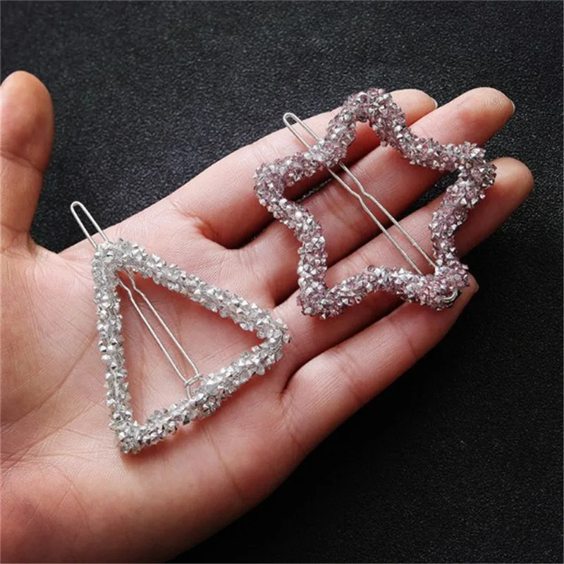 Korean Women Hair Clips Barrettes Crystal Rhinestones Hairpins Star Triangle Round Shape Silver Black Pink Cute Hair Accessories
Korean Women Hair Clips Barrettes Crystal Rhinestones Hairpins Star Triangle Round Shape Silver Black Pink Cute Hair Accessories