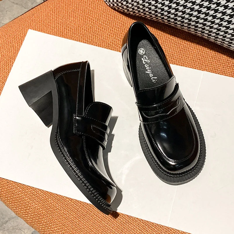 Big Round Toe Pumps Woman Designer Mary Janes Shoes Female Slip on Black Oxfords Thick High Heels Small Leather Shoes Women Hot 
Big Round Toe Pumps Woman Designer Mary Janes Shoes Female Slip on Black Oxfords Thick High Heels Small Leather Shoes Women Hot