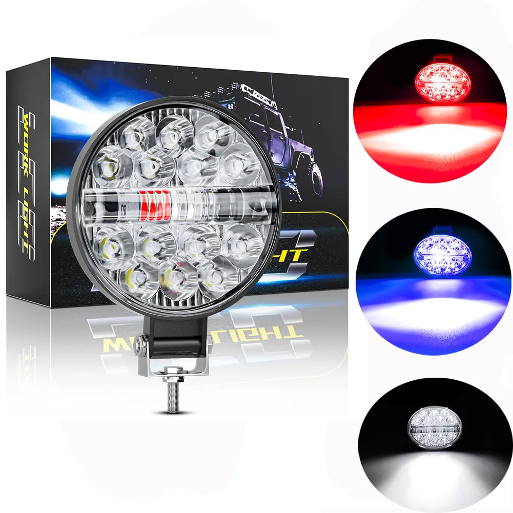 66W Round Shape LED Work Light Bar Offroad Lamp White&Red&Blue Strobe Lamp Car SUV Truck Driving Fog Lamp For Car Repairing
66W Round Shape LED Work Light Bar Offroad Lamp White&Red&Blue Strobe Lamp Car SUV Truck Driving Fog Lamp For Car Repairing