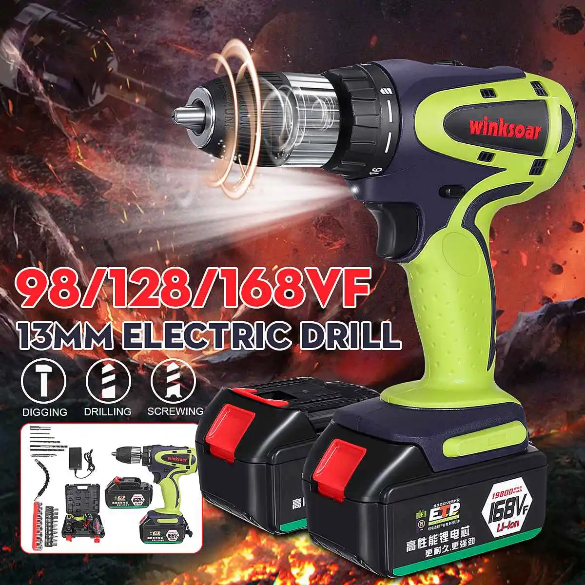 28V Impact Drill Cordless Screwdriver Power Tools Screwdriver Impact Hand Drill Screwdriver +2xLithium Battery With Drills Set
28V Impact Drill Cordless Screwdriver Power Tools Screwdriver Impact Hand Drill Screwdriver +2xLithium Battery With Drills Set