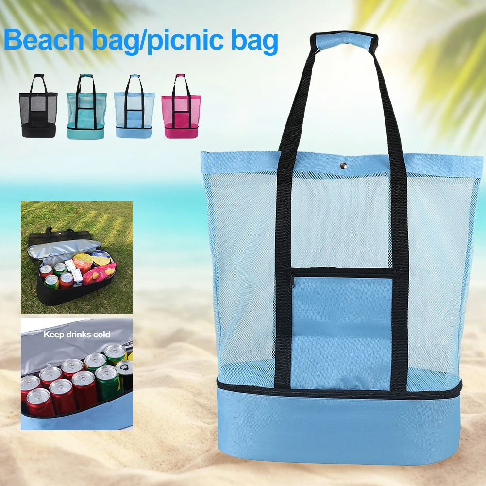 40*50cm Large Mesh Beach Tote Bag with Insulated Cooler Multifunctional Beach Bag Food Insulation Bag Packing Organizer
40*50cm Large Mesh Beach Tote Bag with Insulated Cooler Multifunctional Beach Bag Food Insulation Bag Packing Organizer