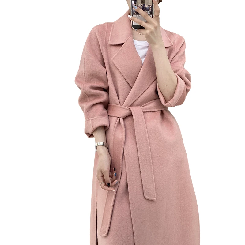 Nice Spring Women Double Woolen Coat Turn Down Collar Long Wool Coat Pink Color Women Cashmere Coat Casaco Feminino
Nice Spring Women Double Woolen Coat Turn Down Collar Long Wool Coat Pink Color Women Cashmere Coat Casaco Feminino