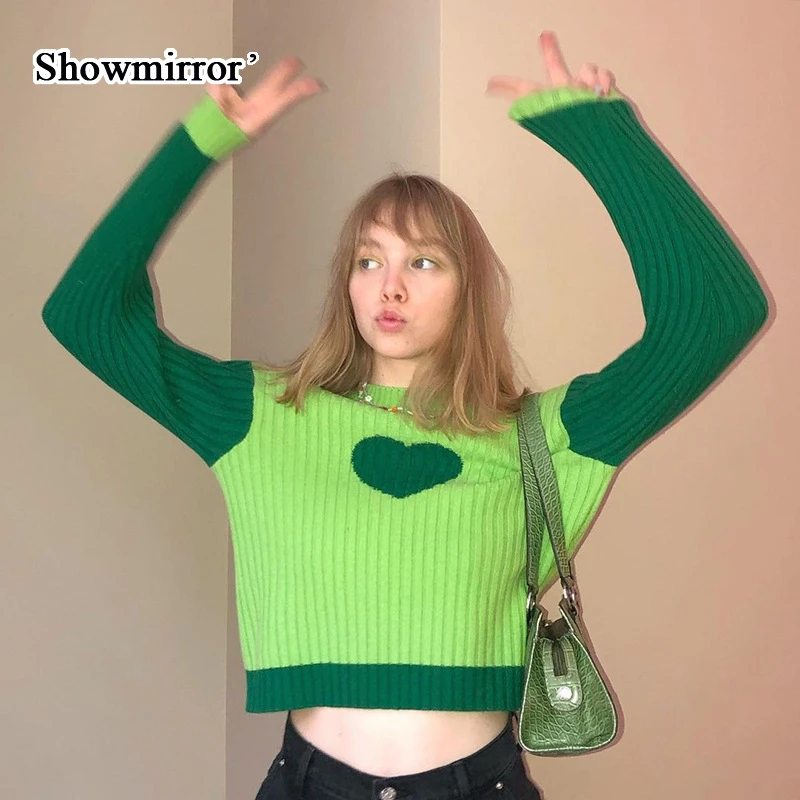 Showmirror G Green Heart Print Kawaii Knitted Oversized Pullovers Women Pink Patchwork Cute Sweaters Casual Loose Jumpers
Showmirror G Green Heart Print Kawaii Knitted Oversized Pullovers Women Pink Patchwork Cute Sweaters Casual Loose Jumpers