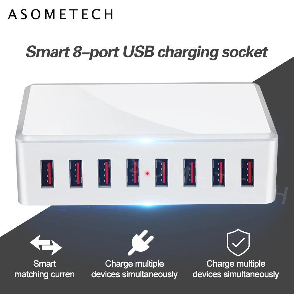 8 Ports USB Charger 40W Portable USB Desktop Smart Charging Station for Tablet Phone Multi USB Device Travel Power Adapter
8 Ports USB Charger 40W Portable USB Desktop Smart Charging Station for Tablet Phone Multi USB Device Travel Power Adapter