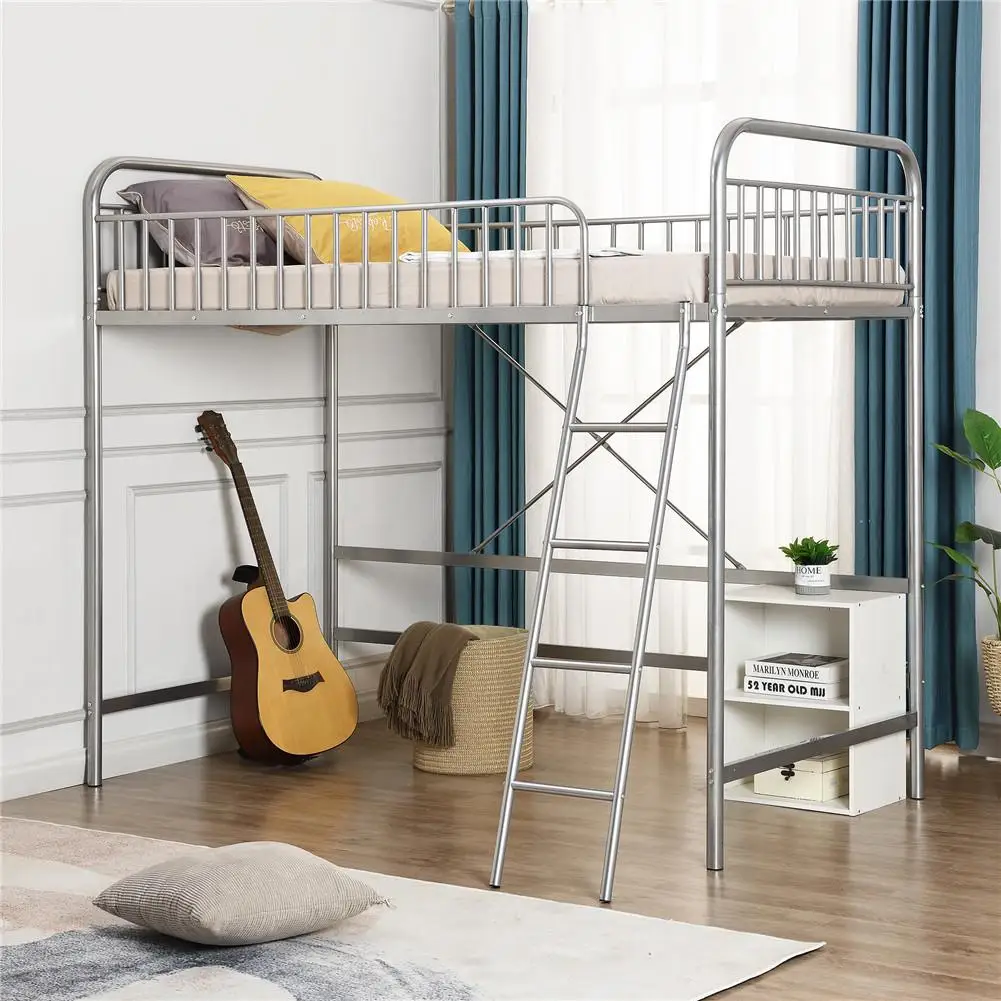 

Двуспальная Лофт-кровать с Полноразмерным поручнем и лестницей, домашняя мебель, креативная чердачная кровать для экономии места