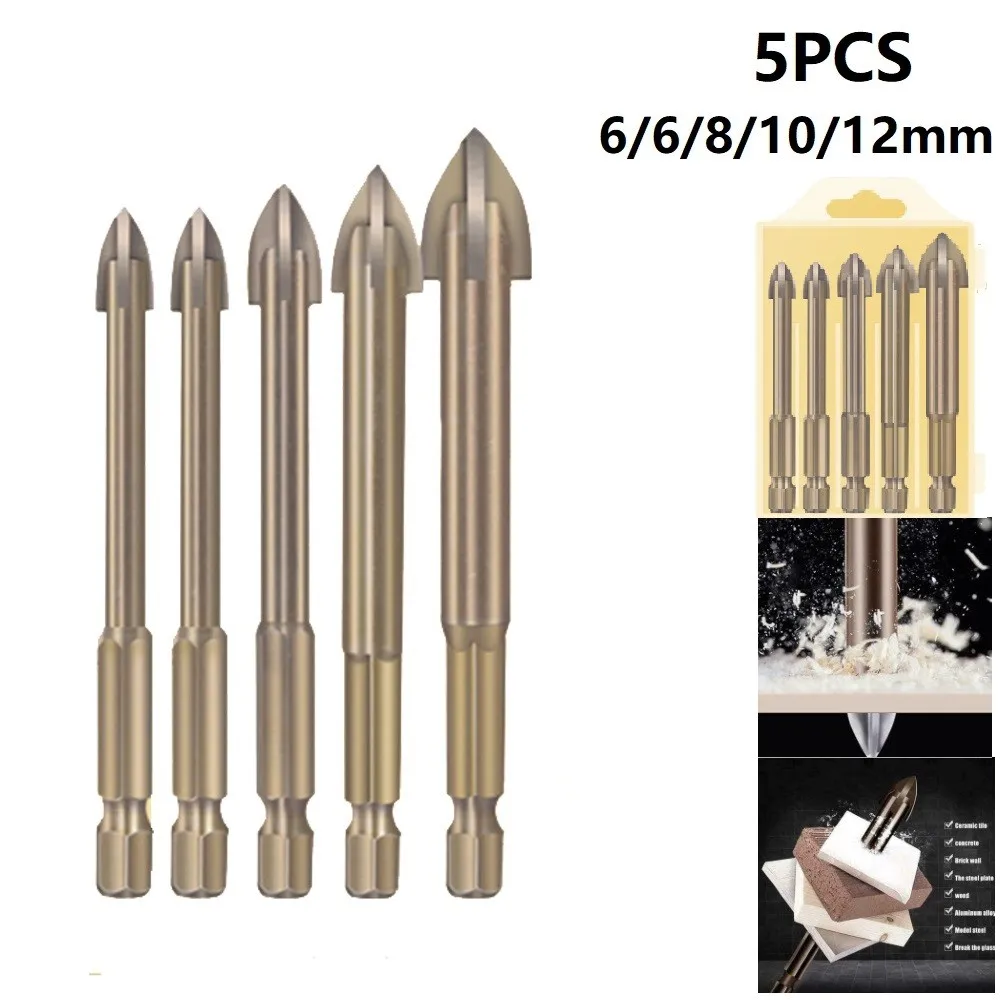 5pcs Efficient Universal Drilling Tool Multifunctional Cross Alloy Drill Bit Tip Ceramic Brick Wall Hole Opener 6/8/10/12mm
5pcs Efficient Universal Drilling Tool Multifunctional Cross Alloy Drill Bit Tip Ceramic Brick Wall Hole Opener 6/8/10/12mm