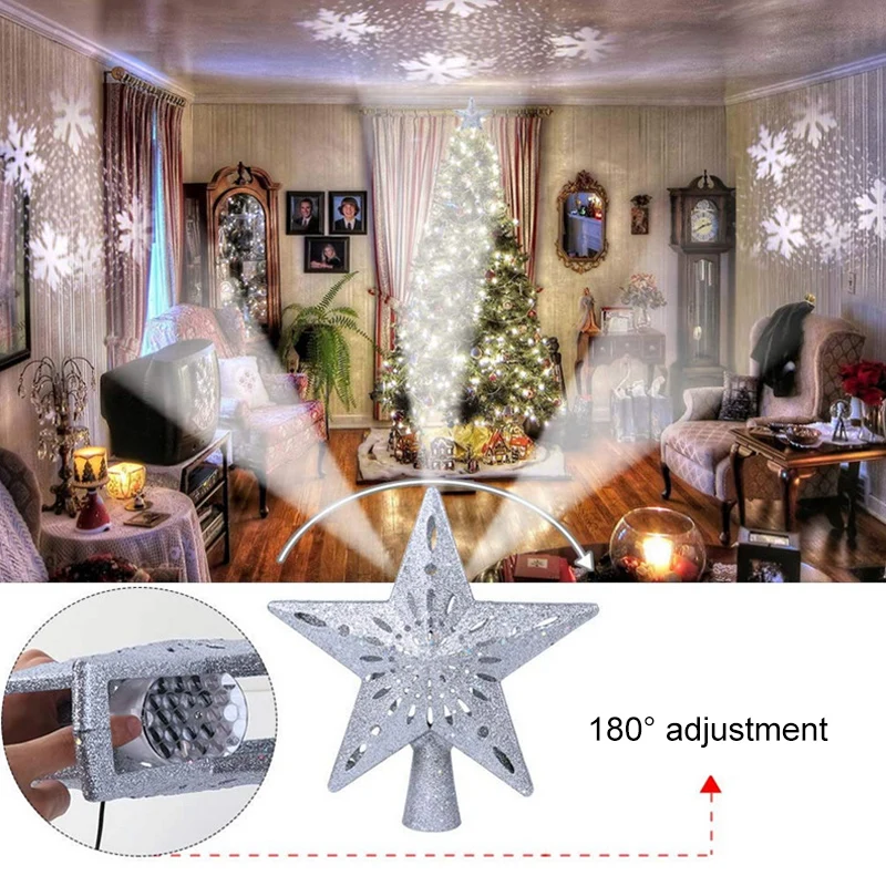 3D Hollow Gold/Sliver Star Topper Projection Light with Built-in Rotating LED Ball for Christmas Tree Decoration LB88
3D Hollow Gold/Sliver Star Topper Projection Light with Built-in Rotating LED Ball for Christmas Tree Decoration LB88