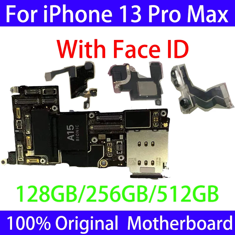 Original For iPhone 13 PRO MAX Motherboard iCloud Unlocked For placa iphone13 pro max mainboard Logic Board With Chips Face ID 
Original For iPhone 13 PRO MAX Motherboard iCloud Unlocked For placa iphone13 pro max mainboard Logic Board With Chips Face ID