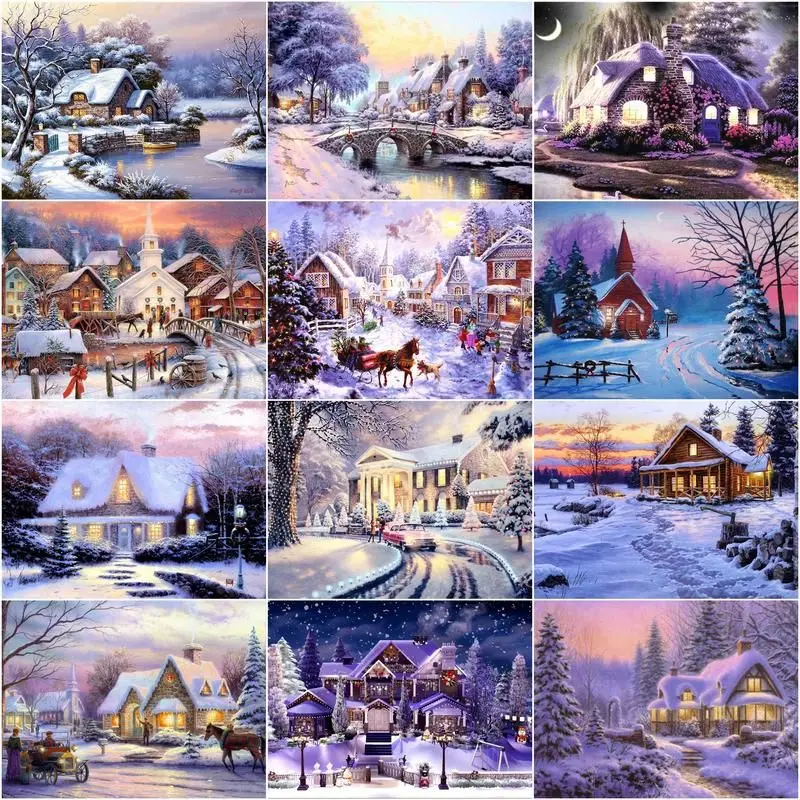 CHENISTORY Paint By Number Snowhouse Drawing On Canvas Winter Diy Pictures By Numbers Scenery Kits Handpainted Home Decor
CHENISTORY Paint By Number Snowhouse Drawing On Canvas Winter Diy Pictures By Numbers Scenery Kits Handpainted Home Decor