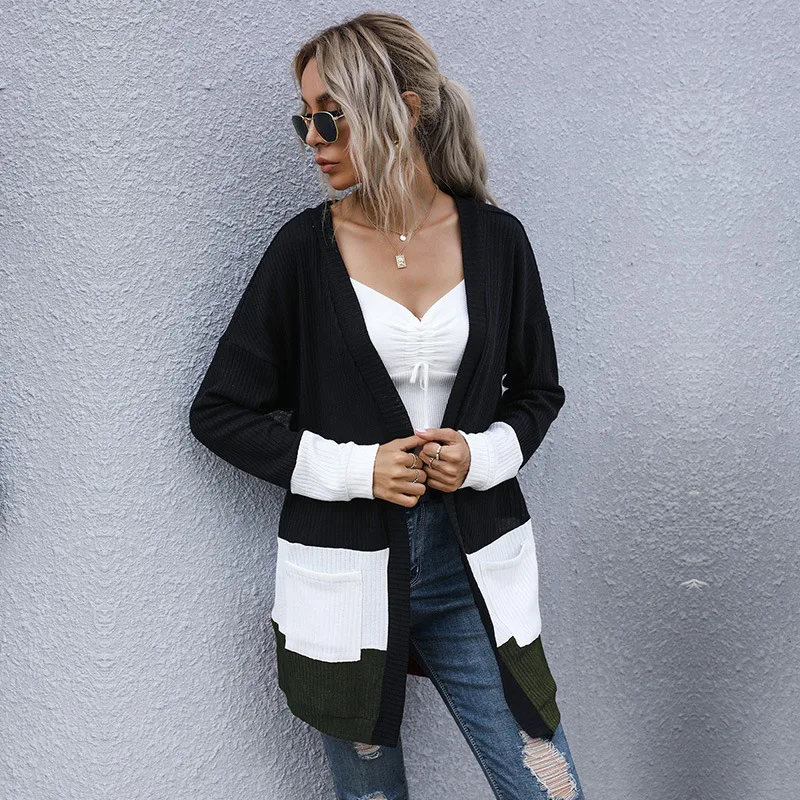 NEEW Casual women sweater cardigans 2021 Spring Autumn patchwork styled big pocket long sleeve knitted cardigans coat
NEEW Casual women sweater cardigans 2021 Spring Autumn patchwork styled big pocket long sleeve knitted cardigans coat