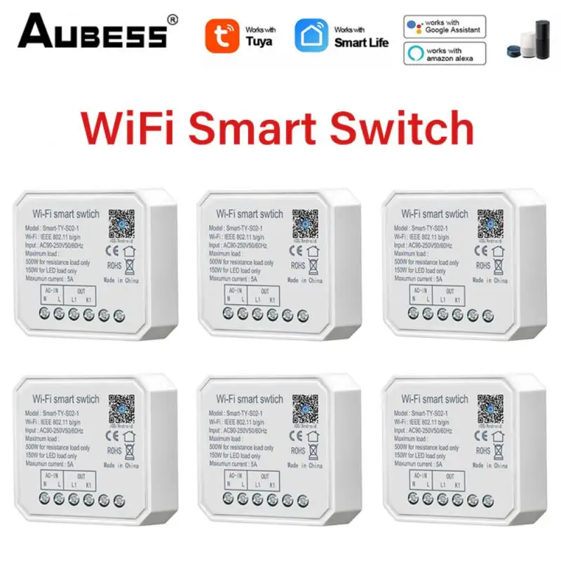 6pcs Aubess Wireless Push Button Switch Tuya WiFi Mini Smart DIY Light Switch Support 1/2 Way Control Smart Home Automation
6pcs Aubess Wireless Push Button Switch Tuya WiFi Mini Smart DIY Light Switch Support 1/2 Way Control Smart Home Automation
