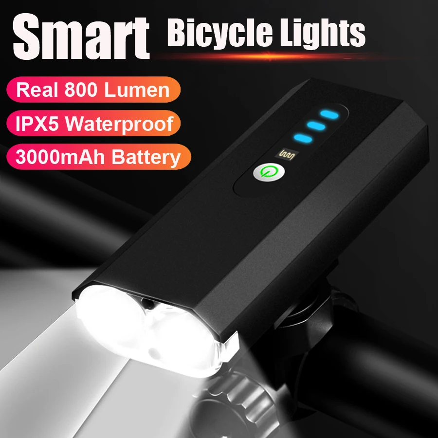 NEWBOLER 800 Lumen Smart Bike Light Front Lamp USB Rechargeable LED 3000mAh Bicycle Light Waterproof Headlight Bike Accessories
NEWBOLER 800 Lumen Smart Bike Light Front Lamp USB Rechargeable LED 3000mAh Bicycle Light Waterproof Headlight Bike Accessories