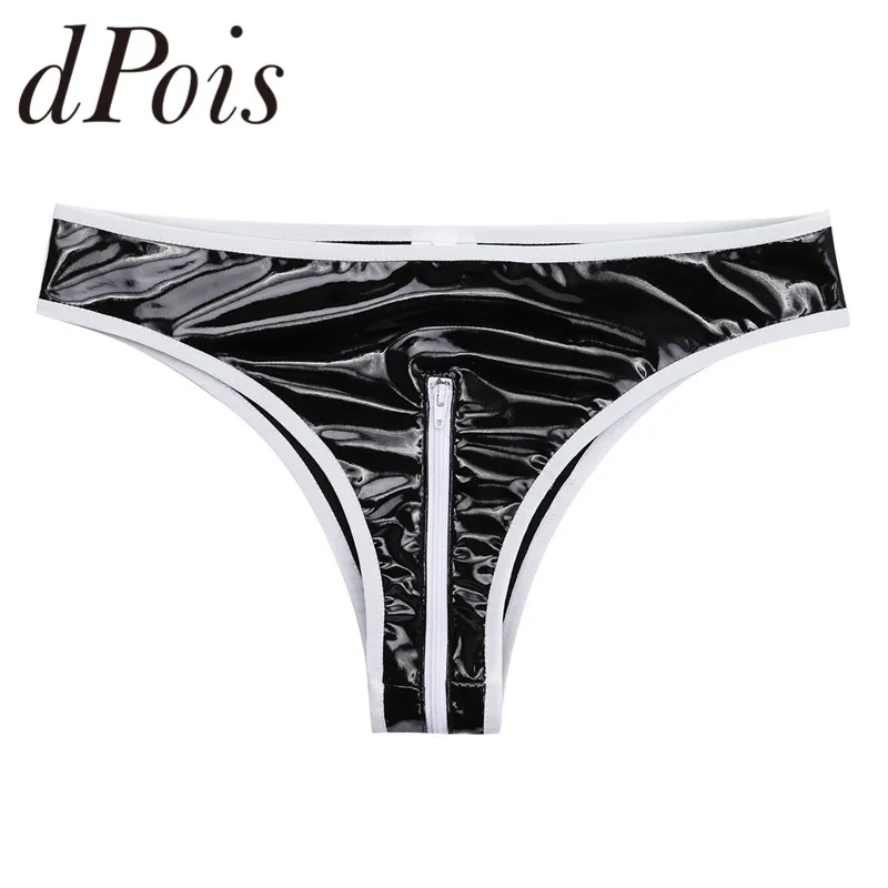Black Womens Lingerie Low Rise Panties Crotch Zipper Wetlook Patent Leather Bikini Briefs Underwear Sexy Cubwear For Nightclub
Black Womens Lingerie Low Rise Panties Crotch Zipper Wetlook Patent Leather Bikini Briefs Underwear Sexy Cubwear For Nightclub