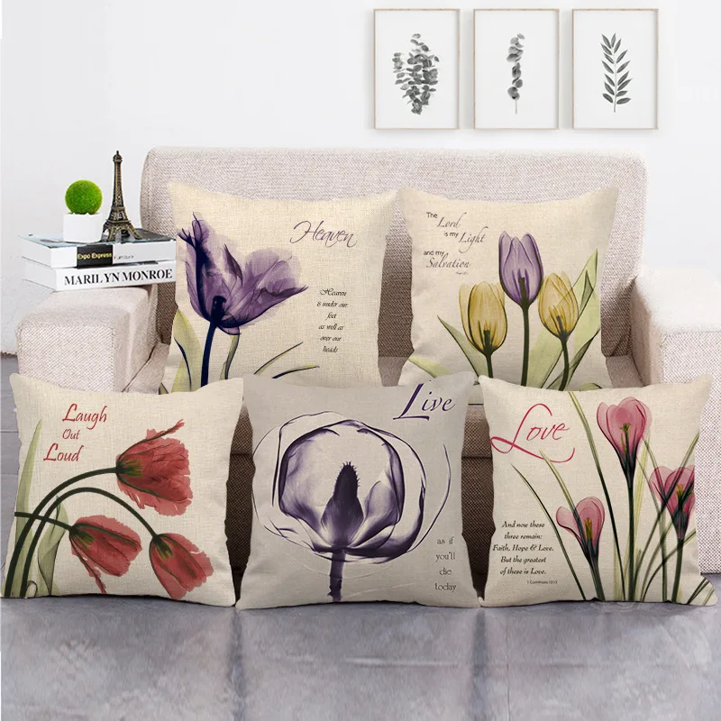 Throw Pillows Linen Decorative Case Tulip Daisy Rose Flowers Cushion Cover Living Room Decoration Home Decor Pillowcase 45x45 Cm
Throw Pillows Linen Decorative Case Tulip Daisy Rose Flowers Cushion Cover Living Room Decoration Home Decor Pillowcase 45x45 Cm