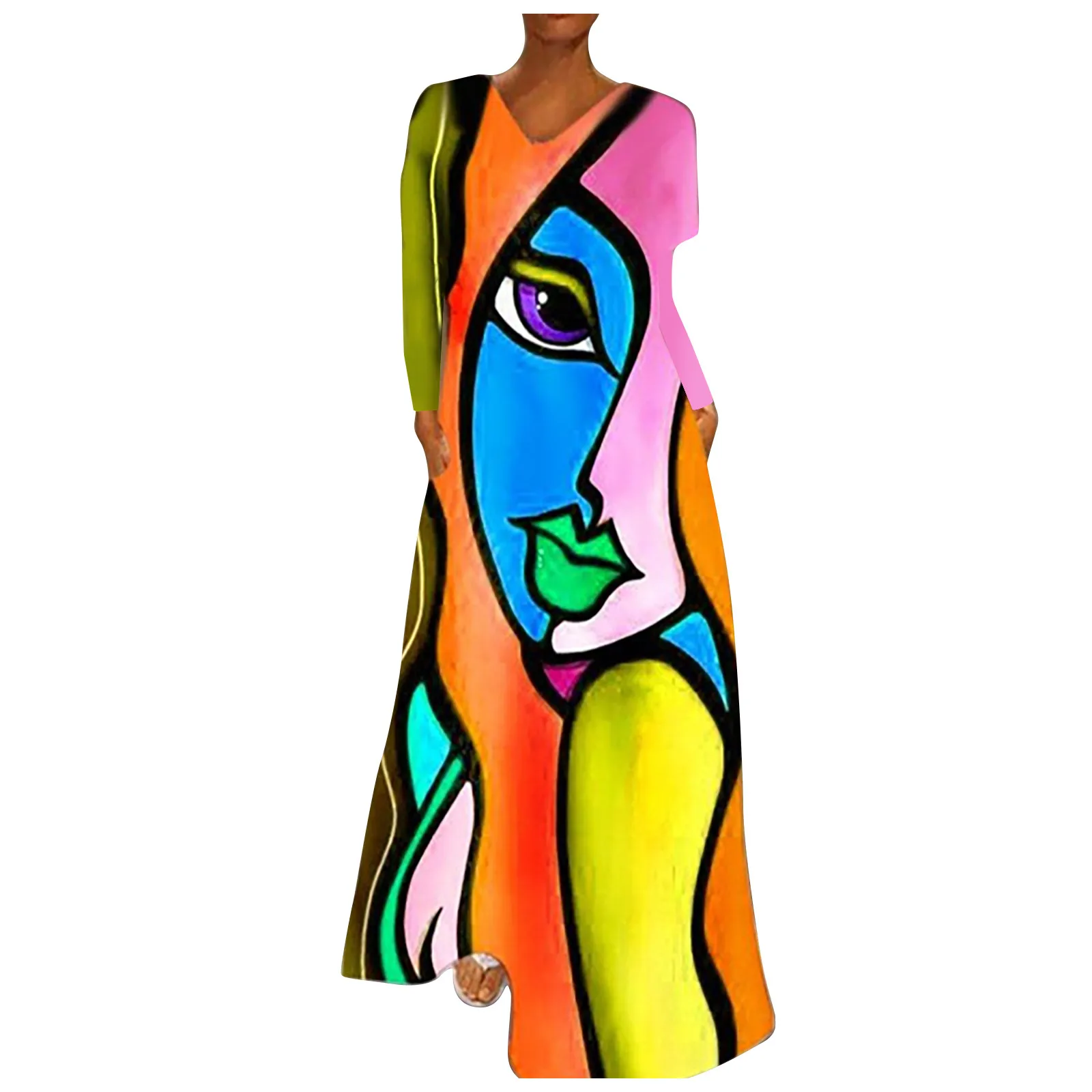 Exaggerated Design robe Women Fashion Personality Print Casual Long Sleeve O-neck Loose Knee-Length Dresses High Street Style
Exaggerated Design robe Women Fashion Personality Print Casual Long Sleeve O-neck Loose Knee-Length Dresses High Street Style