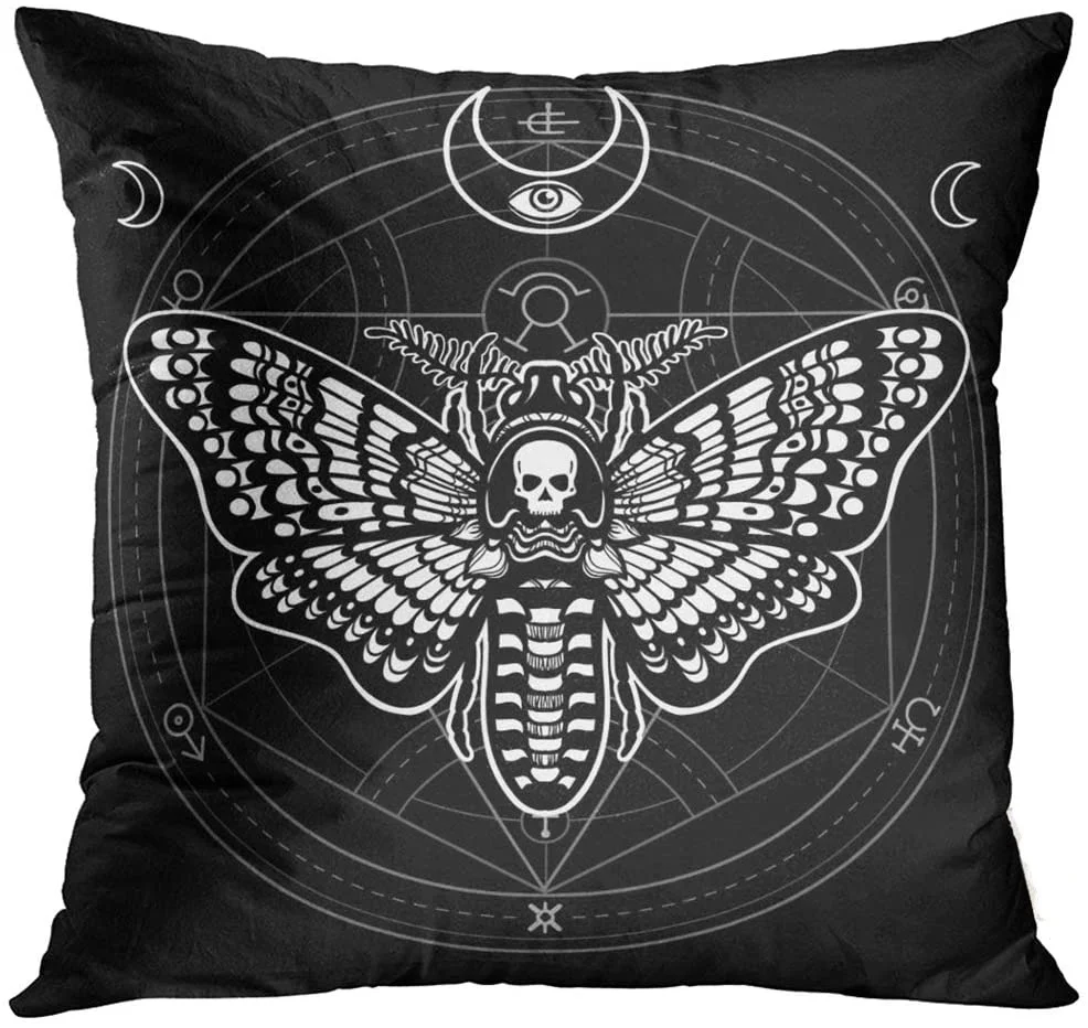 Throw Pillowcase Moth Dead Head Mystical Circle Esoteric Geometry Sign of The Moon Monochrome Drawing Pillow Case Home Decor
Throw Pillowcase Moth Dead Head Mystical Circle Esoteric Geometry Sign of The Moon Monochrome Drawing Pillow Case Home Decor