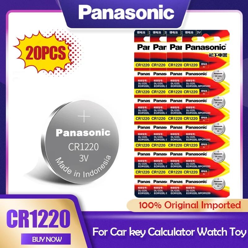 20 шт. Panasonic CR1220 CR 1220 Кнопочная батарея для дистанционного ключа часов BR1220 ECR1220 GPCR1220