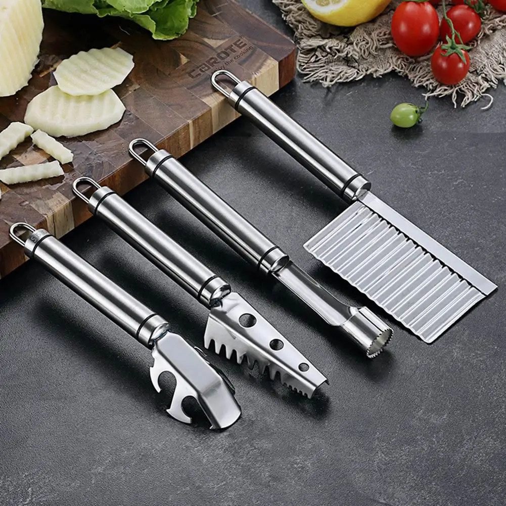 Kitchen Gadgets 4 Pcs Stainless Steel Kitchen Tools Fish Scaler, Wavy Crinkle, Apple Corer, Dish Gripper
Kitchen Gadgets 4 Pcs Stainless Steel Kitchen Tools Fish Scaler, Wavy Crinkle, Apple Corer, Dish Gripper